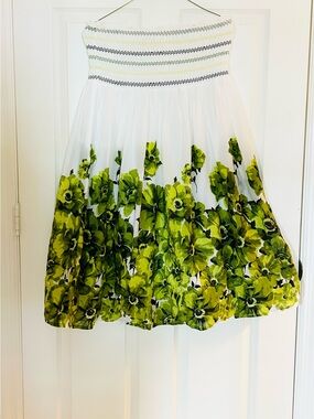 Combo White Strapless dress or skirt with Green Floral Print